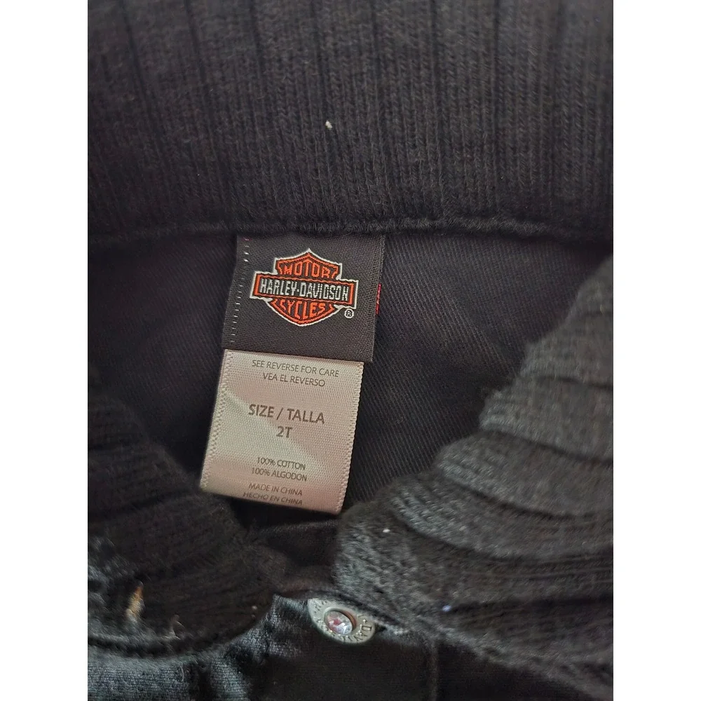 Harley-Davidson Girls Black Poplin Jacket Ribbed Collar Embroidered‎ 2T NWT
